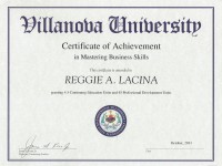 Villanova Universtity_ Cerrtificate in Mastering Business Skills_ Oct 2011